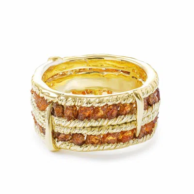 German Kabirski Women's Orange / Gold Tartine Gold Plated Silver Ring With Raw Spessartine Garnet