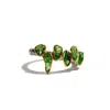 German Kabirski Women's Orange / Green / Black Kapi Handmade Silver Ring With Natural Raw Tsavorite & Spinel In Multi