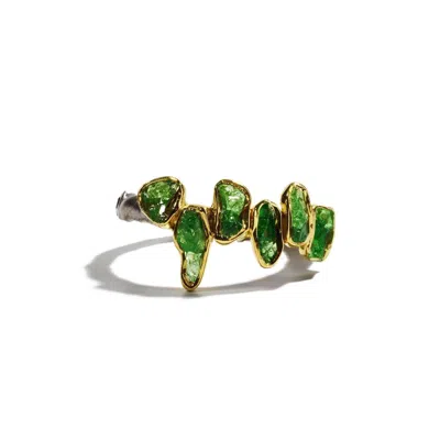 German Kabirski Women's Orange / Green / Black Kapi Handmade Silver Ring With Natural Raw Tsavorite & Spinel In Multi