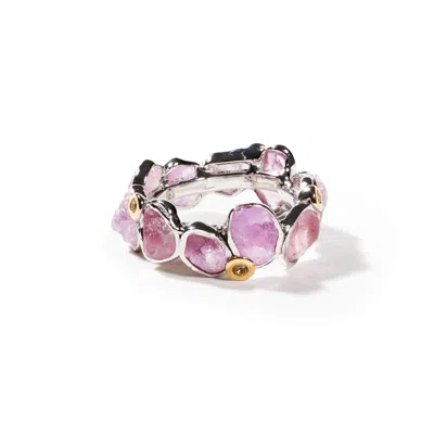 German Kabirski Women's Pink Delos Iconic Silver Ring With Fancy Sapphire And White Topaz In Metallic