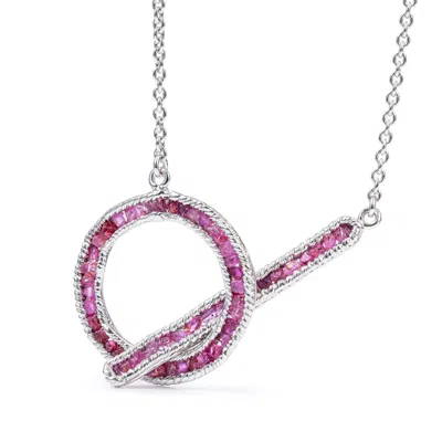 German Kabirski Women's Pink / Red / Silver Medea Open Necklace In Sterling Silver With Raw Rubies In Multi