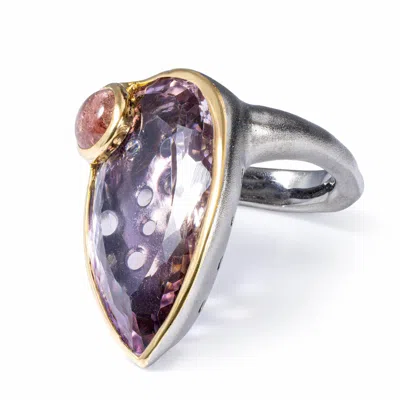 German Kabirski Women's Purple Roxa Singular Edition Silver Ring With Ametrine And Pink Tourmaline