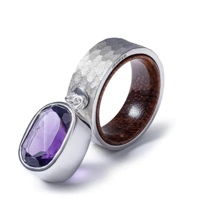German Kabirski Women's Purple / Silver Lorelei Silver And Rosewood Ring With Octagon Cut Amethyst In Multi