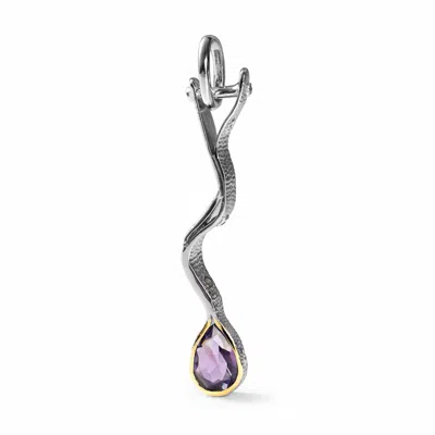 German Kabirski Women's Purple / Silver Susen Silver Designer Pendant With Natural Pear Cut Amethyst In Multi
