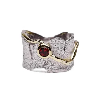 German Kabirski Women's Red / Silver Revele Gold Plated Silver Ring With Rhodolite Garnet In Multi