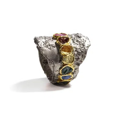 German Kabirski Women's Septem Silver Ring With Sapphire And Chrysoberyl In Multi