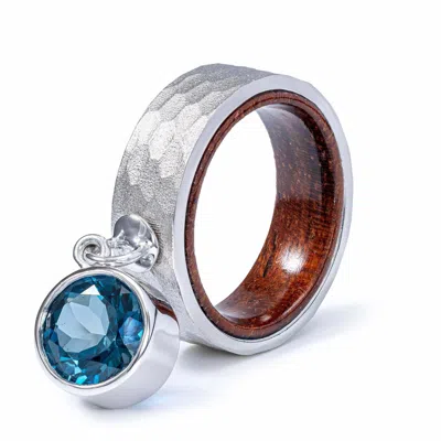 German Kabirski Women's Silver / Blue Undine Silver And Rosewood Ring With Suspended Blue Topaz In Metallic