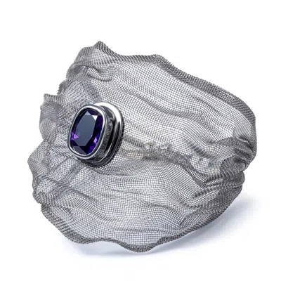 German Kabirski Women's Silver / Purple Yawara Limited Edition Silver & Titanium Mesh Bracelet With Natural Amethyst In Multi