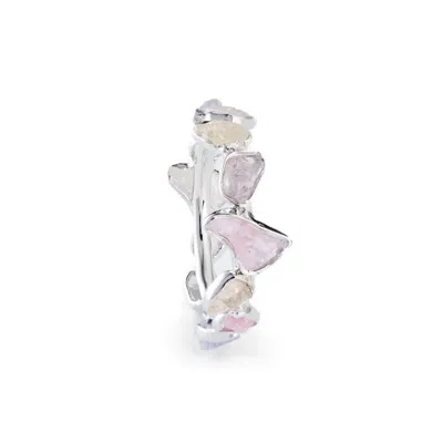 German Kabirski Women's Silver / White Livia Raw Fancy Sapphire White Rhodium Plated Ring In Multi