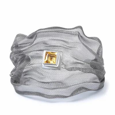 German Kabirski Women's Silver / Yellow Nagare Limited Edition Silver And Titanium Mesh Bracelet With Natural Citrin In Gray