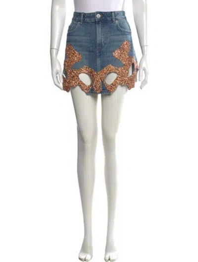 Pre-owned Germanier Graphic Print Mini Skirt In Blue