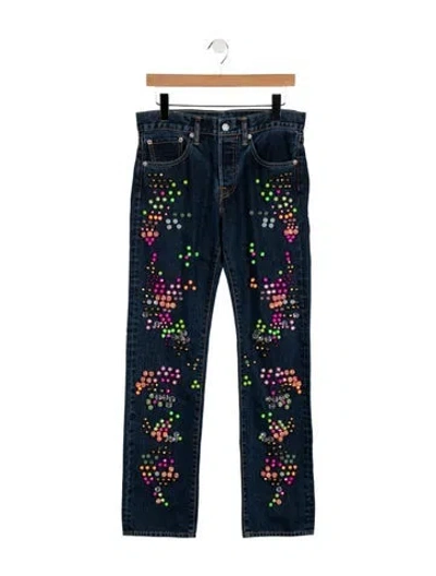 Pre-owned Germanier Mid-rise Straight Leg Jeans In Blue