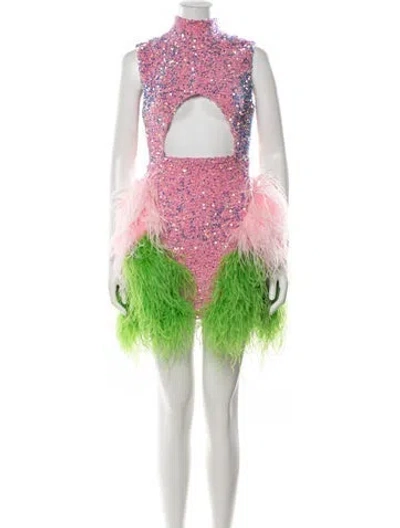 Pre-owned Germanier Patterned Mini Dress In Pink