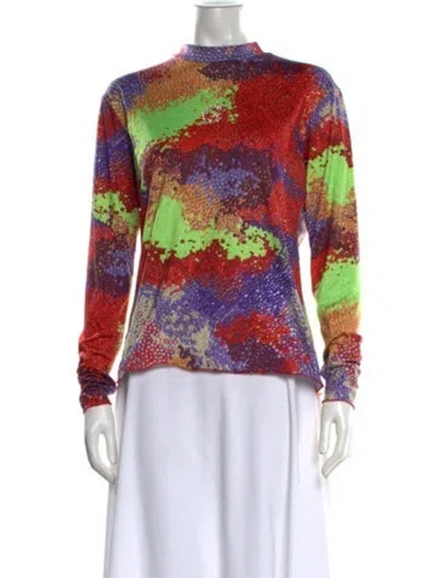 Pre-owned Germanier Patterned Mock Neck Top In Multicolor