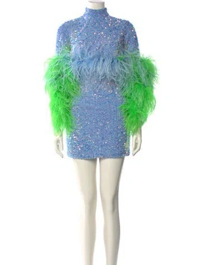 Pre-owned Germanier Printed Mini Dress In Blue