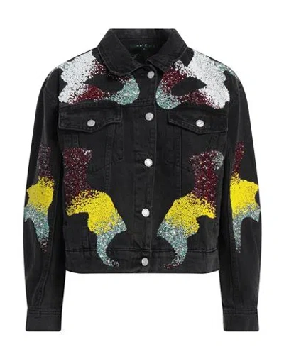 Germanier Beaded And Crystal-embellished Cropped Denim Jacket In Black