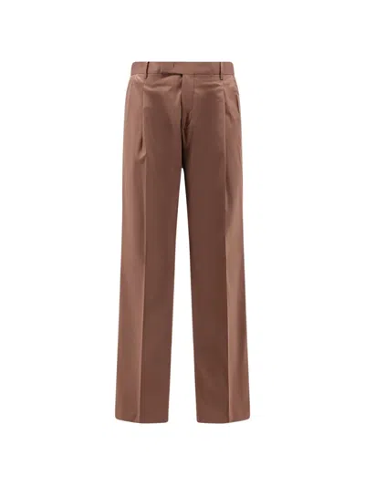Germano 1952 Berlin Fit Pleated Trousers In Brown