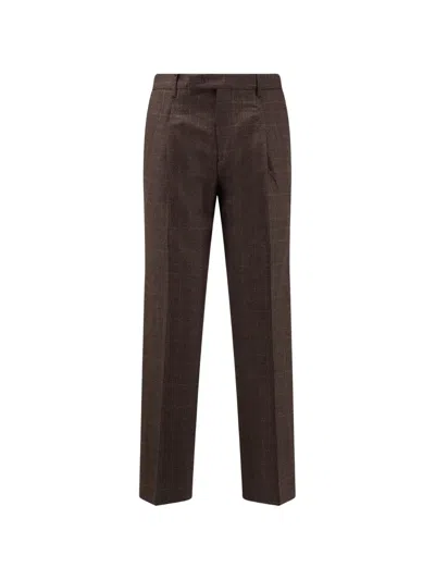 Germano 1952 Check-pattern Pleated Trousers In Brown