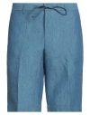 Germano Man Shorts & Bermuda Shorts Blue Size 38 Linen