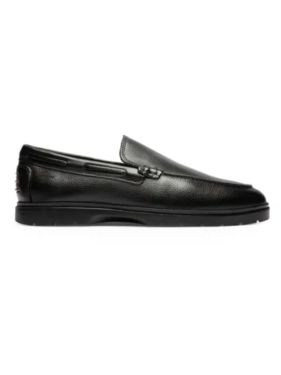 Gernie Nyc Men's Textured Leather Mocassin Loafers In Black
