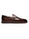 Gernie Nyc Men's Textured Leather Mocassin Loafers In Brown