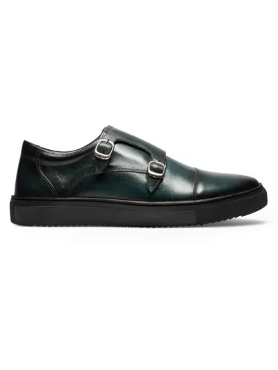 Gernie Nyc Men's Leather Double Monk Low-top Shoes In Green