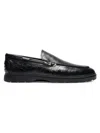 Gernie Nyc Men's Textured Leather Moccasin Loafers In Blue