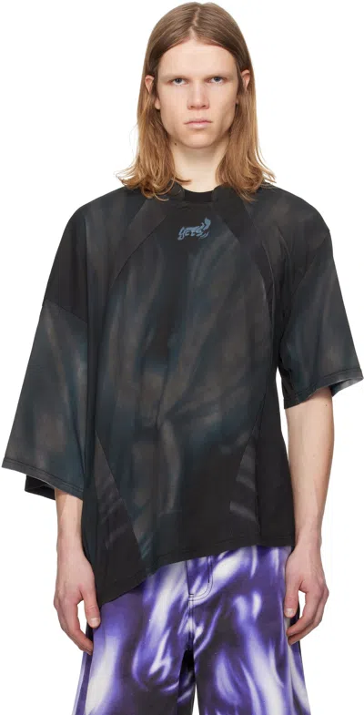 Gerrit Jacob Black Printed T-shirt In Black/teal