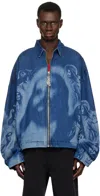 Gerrit Jacob Blue Oversized Denim Jacket In Indigo Blue