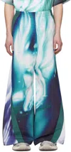 Gerrit Jacob Blue Printed Track Pants In Black/teal