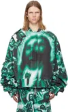 Gerrit Jacob Green Oversized Denim Jacket In Green/black