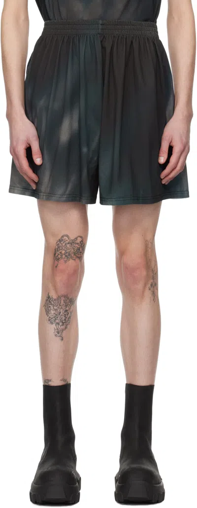 Gerrit Jacob Khaki & Black Paneled Jersey Shorts In Black/green