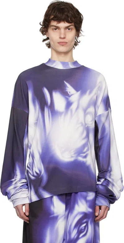 Gerrit Jacob Purple & White Printed Long Sleeve T-shirt In Black/purple