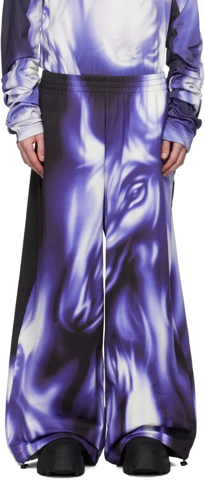 Gerrit Jacob Purple & White Printed Sweatpants In Black /purple