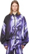 Gerrit Jacob Purple Printed Denim Jacket In Black/white/lilac