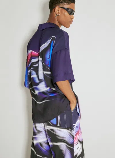 Gerrit Jacob Satin Graphic Shirt In Blue
