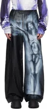 Gerrit Jacob Ssense Exclusive Black & Gray Hand-airbrushed Leather Pants In Black/white