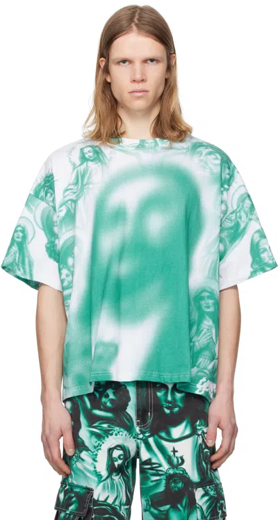 Gerrit Jacob White & Green Oversized T-shirt In White/green