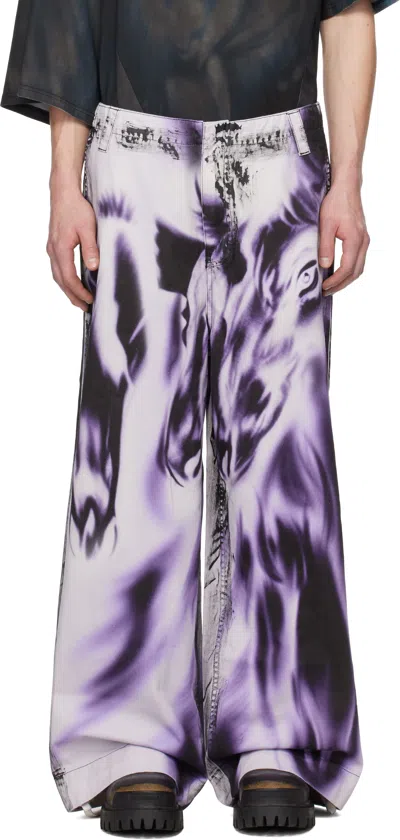 Gerrit Jacob White & Purple Printed Jeans In White/black/purple