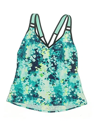 Pre-owned Gerry Swimsuit Top Green Print Pattern Swimwear