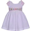 Shop Gerson & Gerson Check Print Floral Embroidered Smocked Dress & Bloomers In White