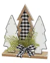 Gerson International ™ 12in Wood Holiday Trees With Pine & Bow Accent In White