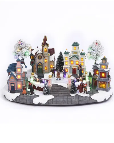 Gerson International 15.35-in L Electric Lighted Musical Holiday Village In Multi