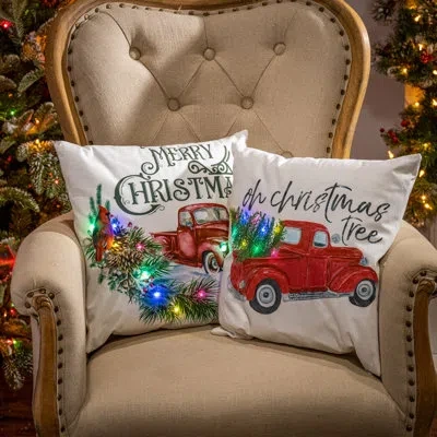 Gerson International 16 In. Illuminating Truck And Camper Pillows Set Of 2 In Multi