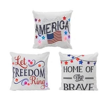 Gerson International 16 In. Pre Lit Patriotic Throw Pillow In Multi