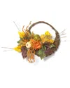 Gerson International 20in Diameter Cornucopia Wreath With Pumpkins And Berries In Orange