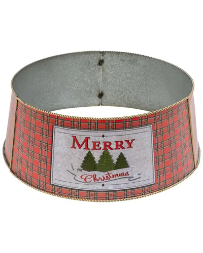 Gerson International 27.75-in L Metal Holiday Plaid Tree Collar In Red