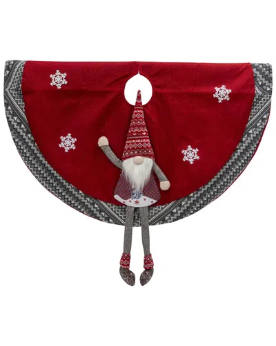 Gerson International 35.4-in D B/o Lighted Fabric Holiday Gnome Tree Sk In Red