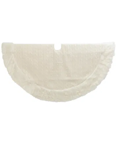 Gerson International 48-in D White Cable Knit Fur Trim Tree Skirt