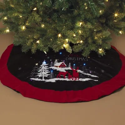 Gerson International 48 In. Diameter B/o Led Lighted Christmas Tree Skirt In Red